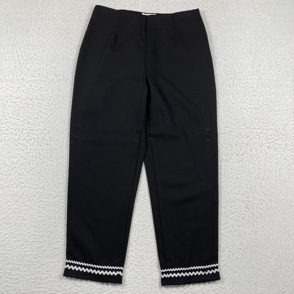 Talbots Ankle Trousers Womens 6 Black Textured Side Zip Casual Travel Work Pants